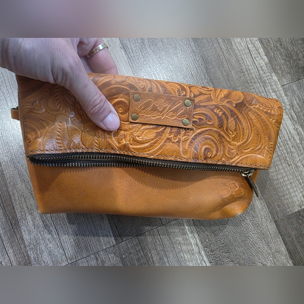 PATRICIA NASH Wristlet Clutch boho Leather Tooled Westerncore Rancher Y2k Brown